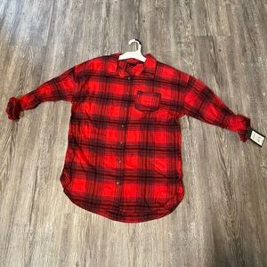 Girl’s Large  Long Sleeve Oversized Flannel Shirt - Art Class